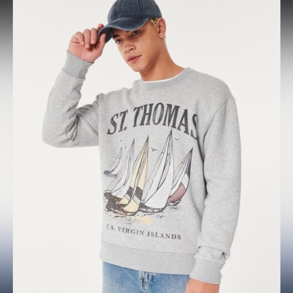 Hollister Gray Graphic Crewneck Sweater
3